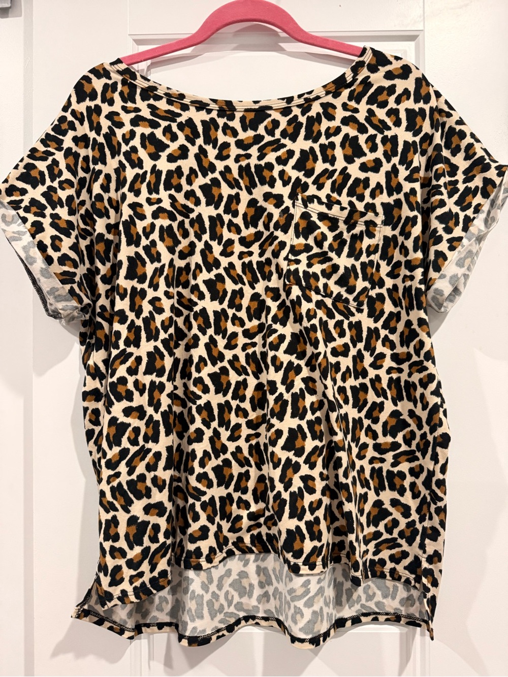 Papermoon Leopard Print Short Sleeve Top - Tan Black
